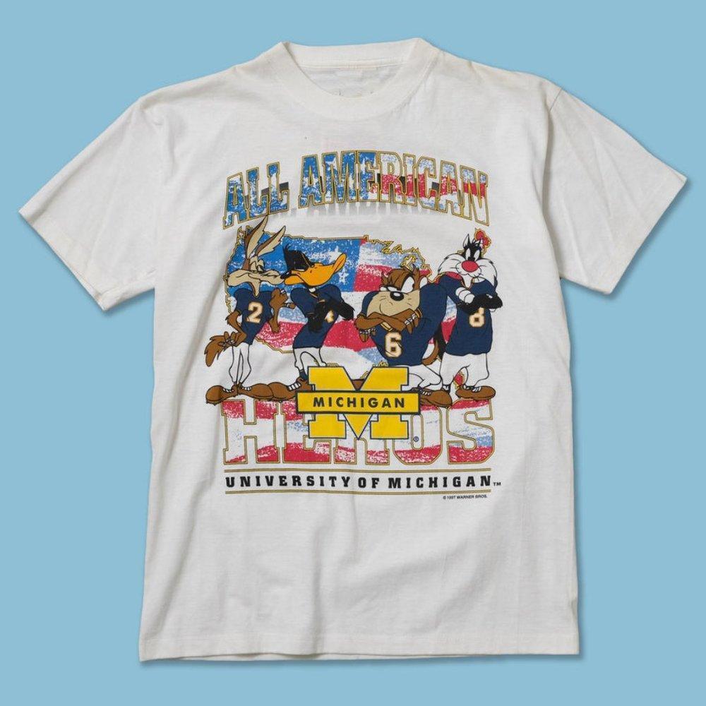 1997 Looney Tunes Michigan All American Wolverines Shirt Gift